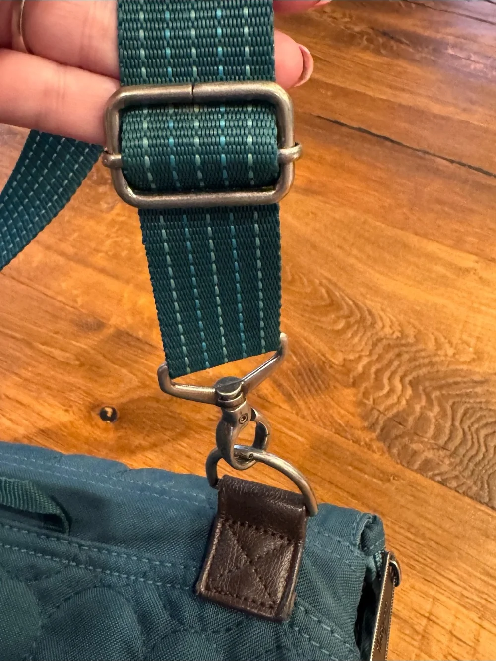 thirty-one Quilted Green Crossbody with Monogram K